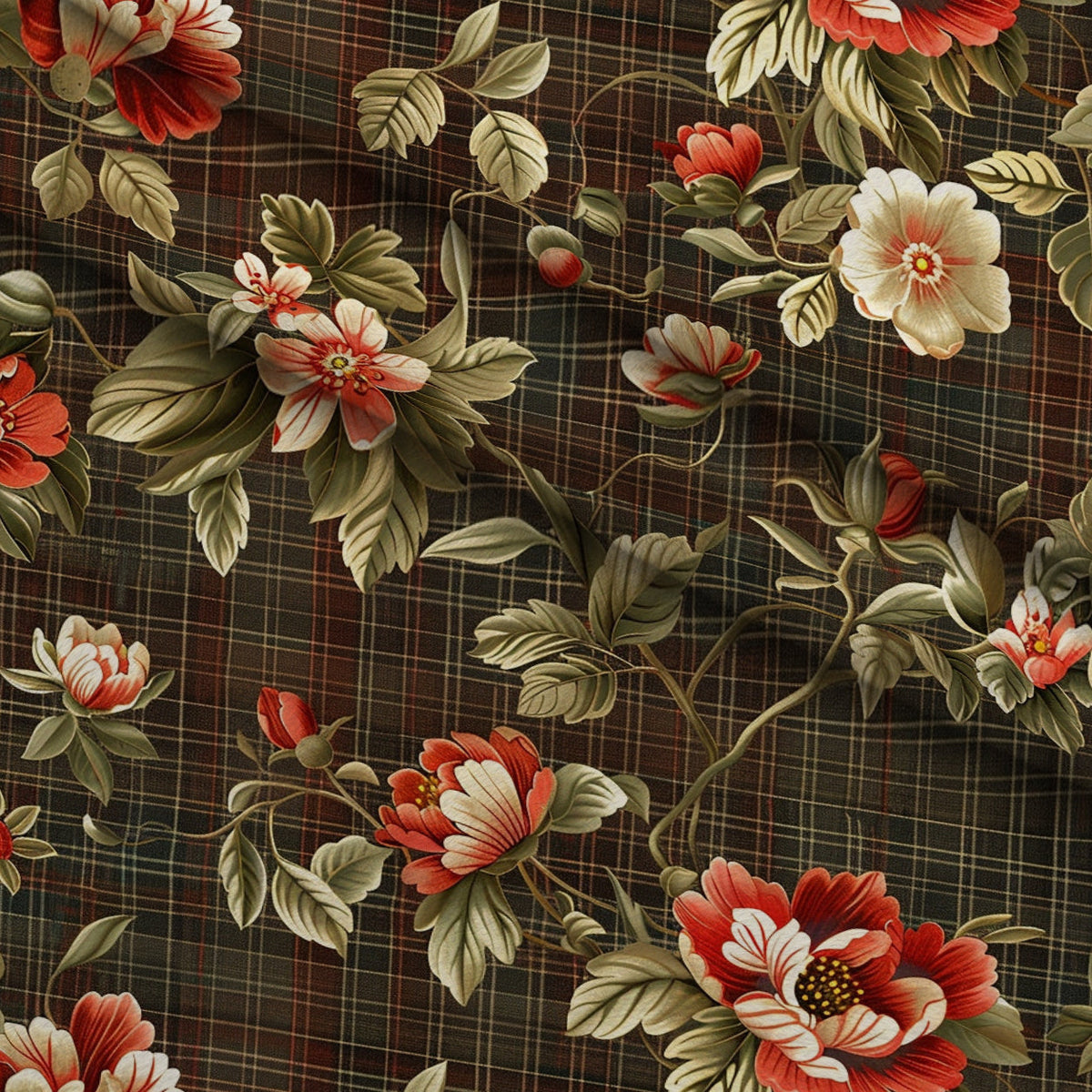 Checkered Blooms Pattern 6 Minky Fabric