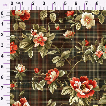 Checkered Blooms Pattern 6 Minky Fabric