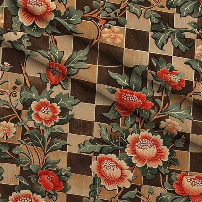 Checkered Blooms Pattern 7 Minky Fabric