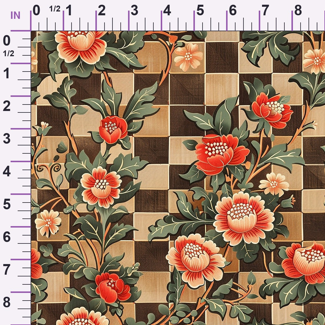 Checkered Blooms Pattern 7 Minky Fabric