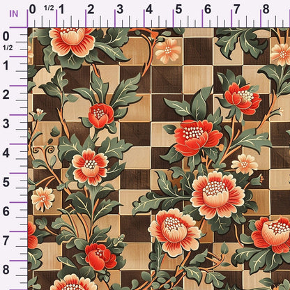 Checkered Blooms Pattern 7 Minky Fabric