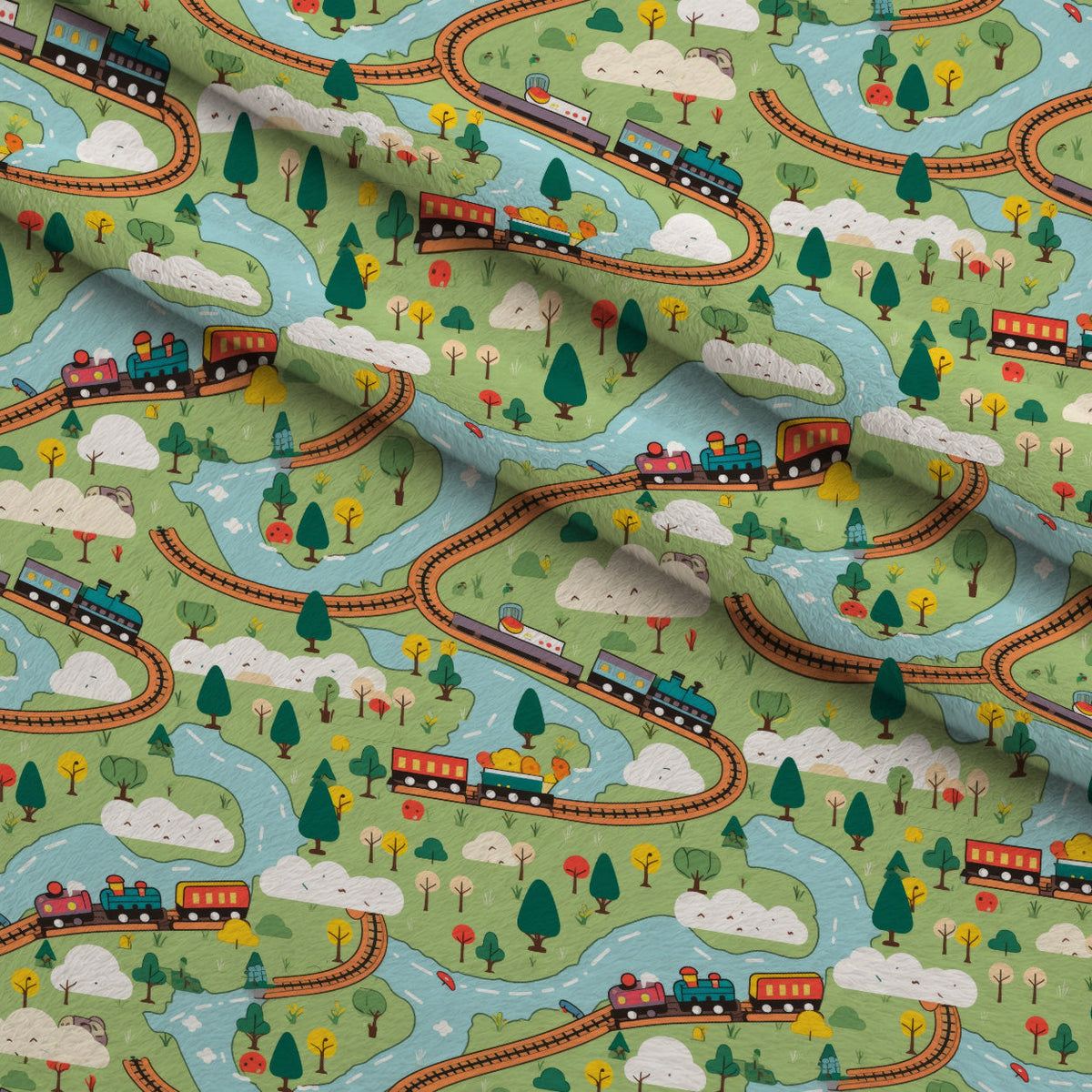 Choo Choo Village Pattern 1 Minky Fabric