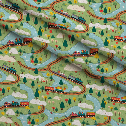 Choo Choo Village Pattern 1 Minky Fabric