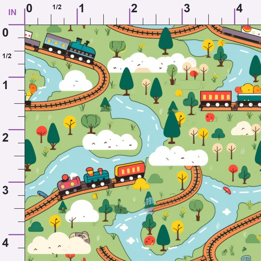 Choo Choo Village Pattern 1 Minky Fabric
