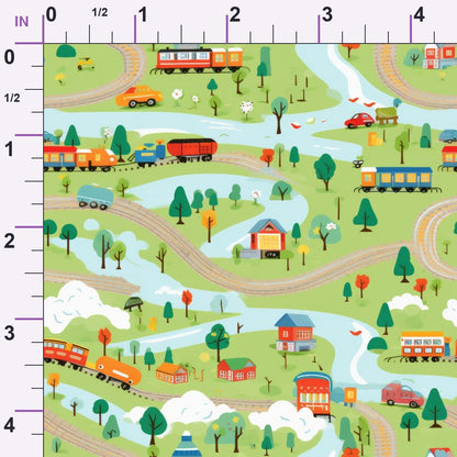 Choo Choo Village Pattern 10 Minky Fabric