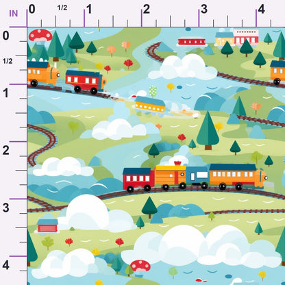 Choo Choo Village Pattern 12 Minky Fabric