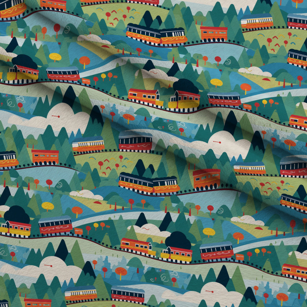 Choo Choo Village Pattern 15 Minky Fabric