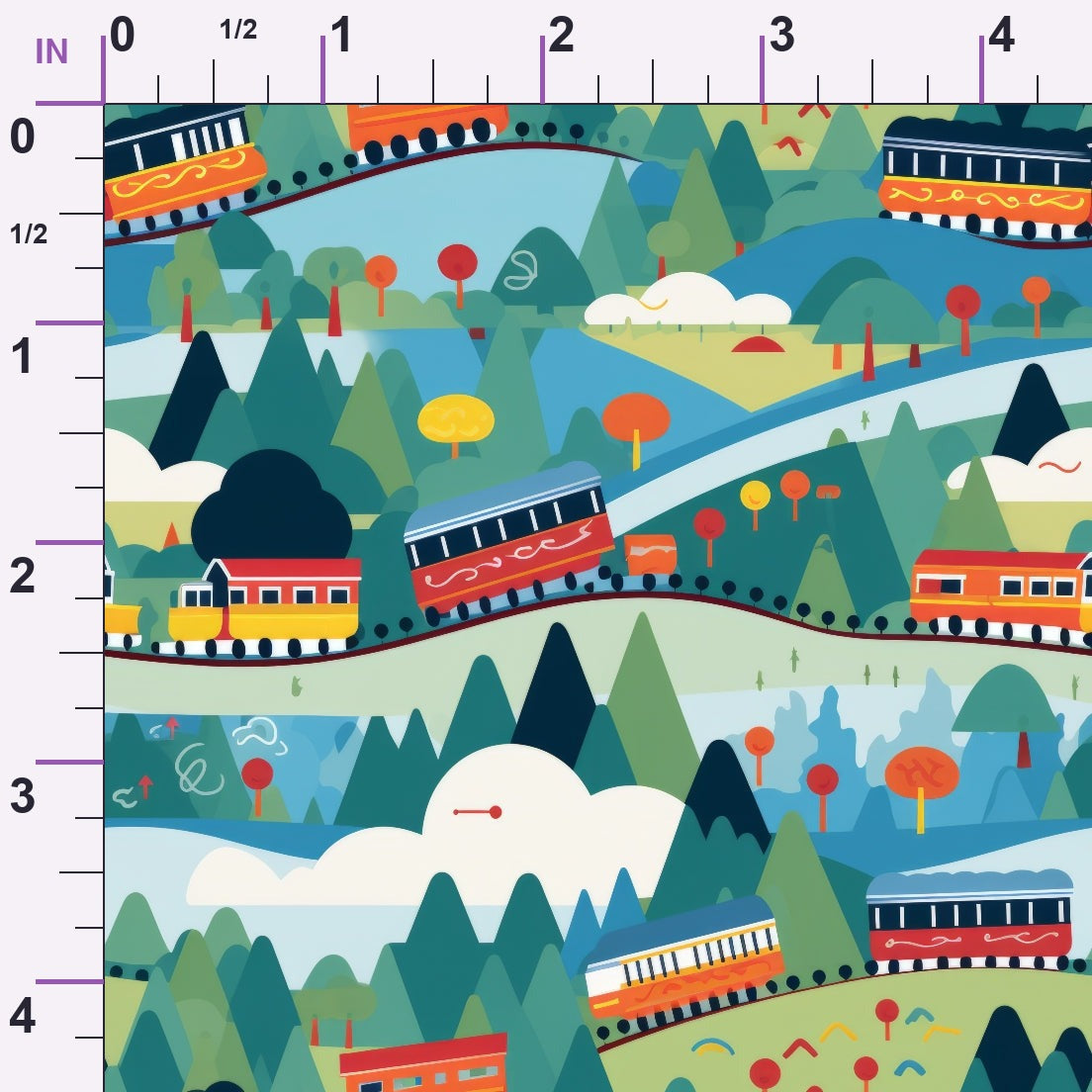 Choo Choo Village Pattern 15 Minky Fabric