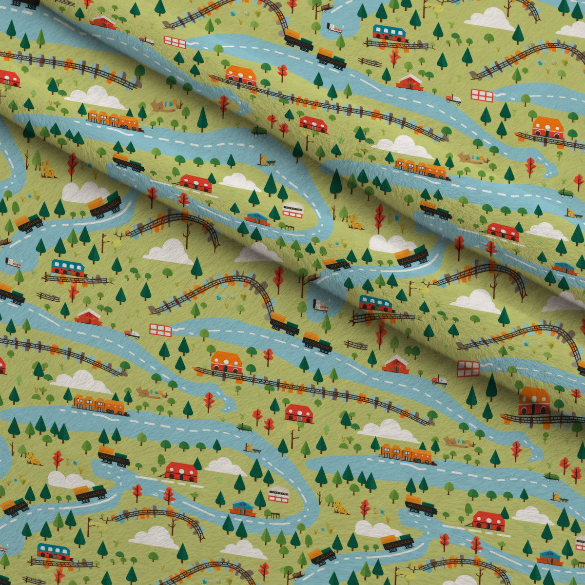 Choo Choo Village Pattern 16 Minky Fabric