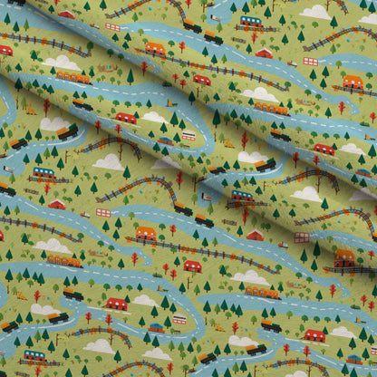 Choo Choo Village Pattern 16 Minky Fabric