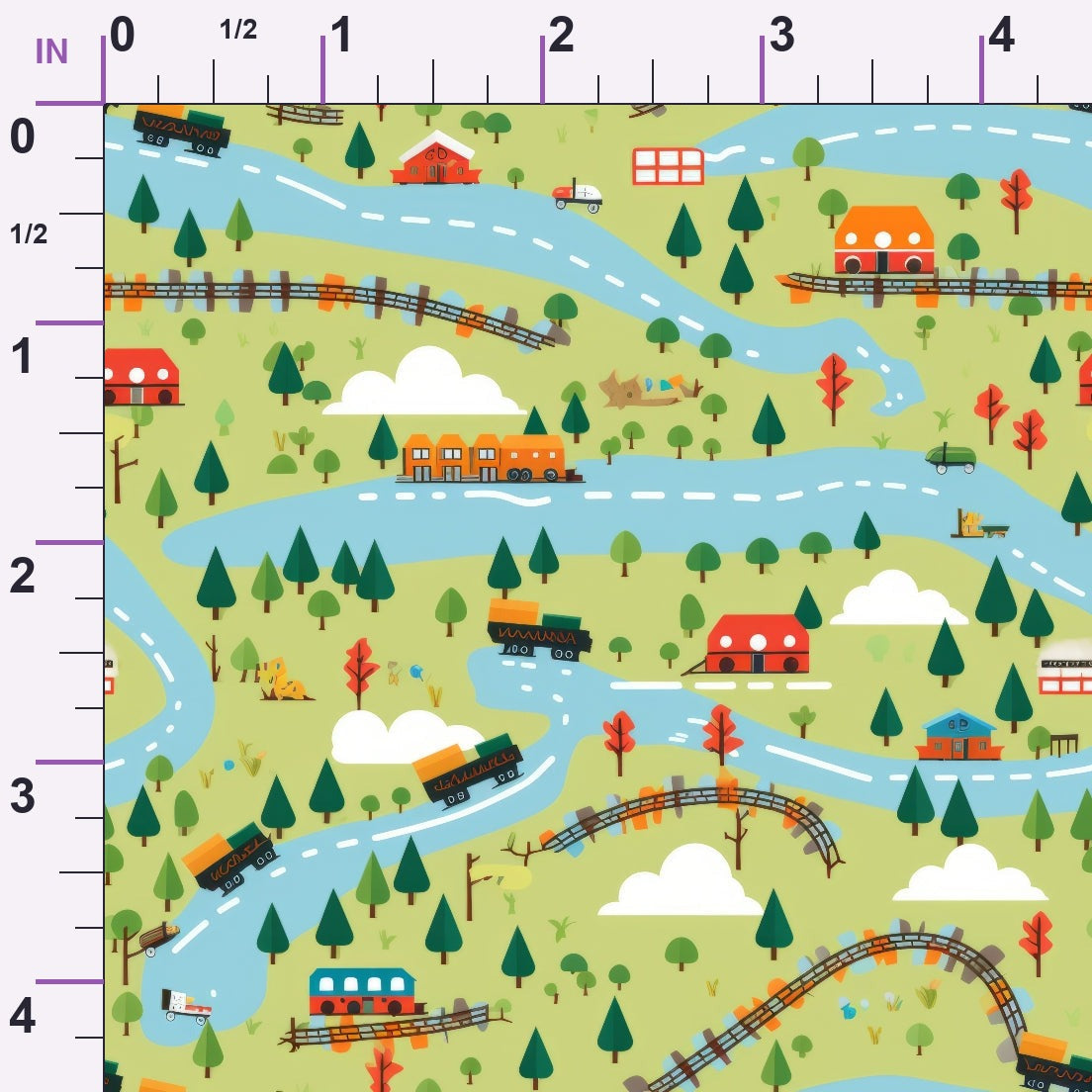 Choo Choo Village Pattern 16 Minky Fabric