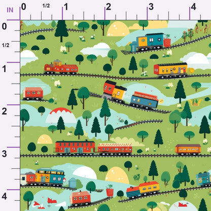Choo Choo Village Pattern 18 Minky Fabric