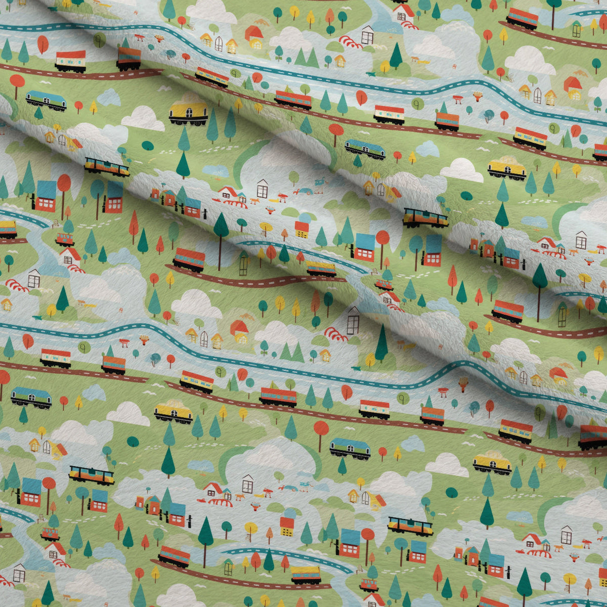 Choo Choo Village Pattern 19 Minky Fabric