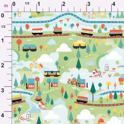 Choo Choo Village Pattern 19 Minky Fabric