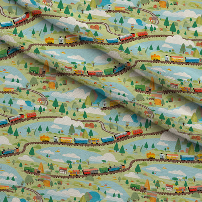 Choo Choo Village Pattern 2 Minky Fabric