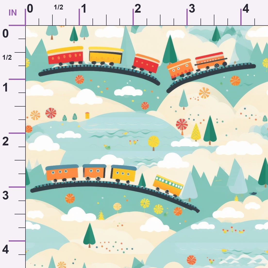 Choo Choo Village Pattern 20 Minky Fabric