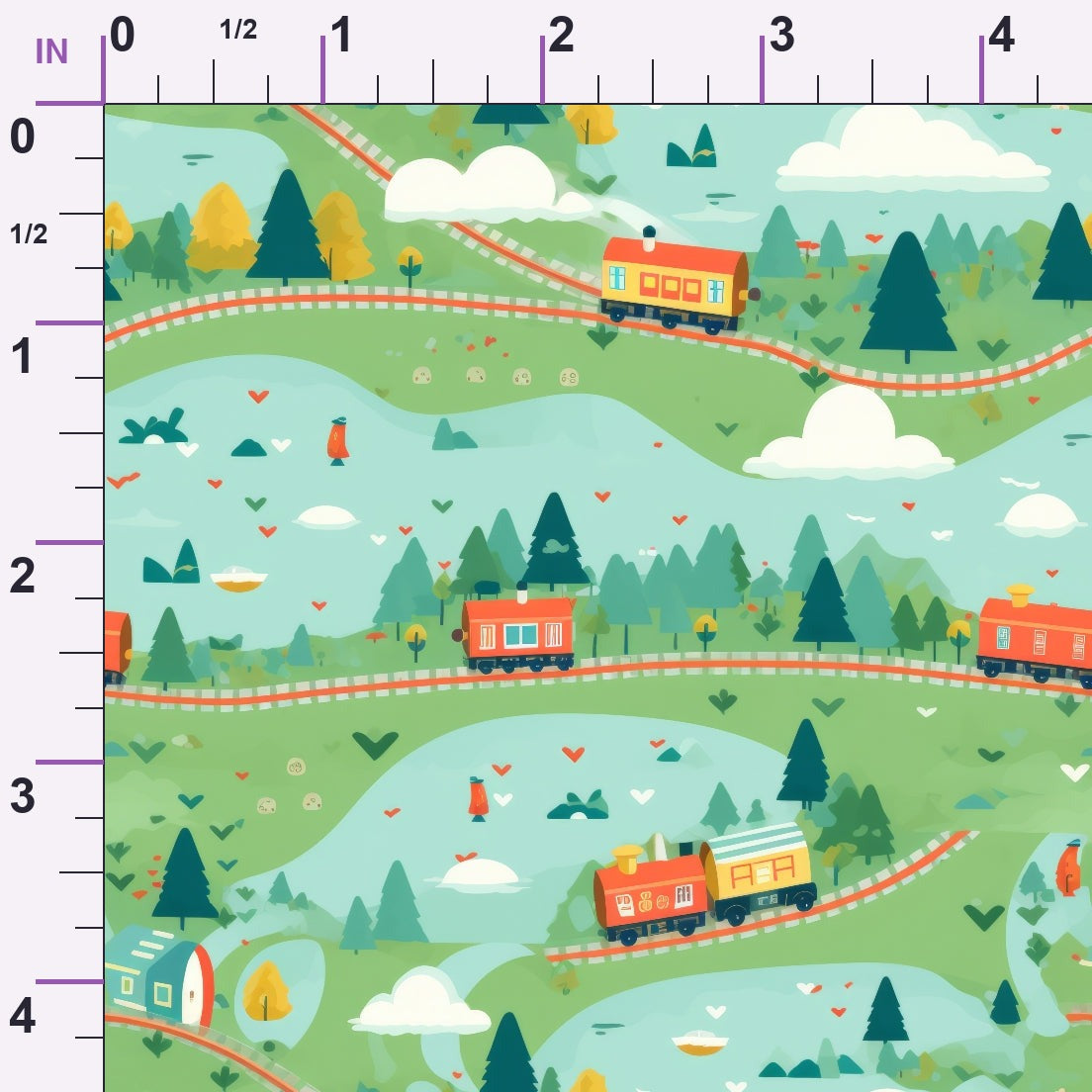 Choo Choo Village Pattern 21 Minky Fabric