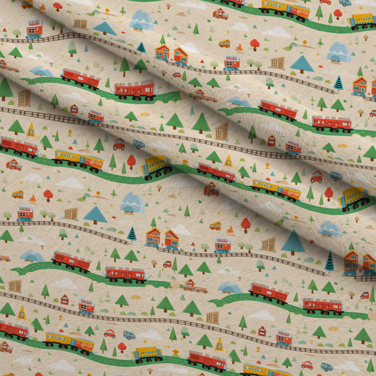 Choo Choo Village Pattern 24 Minky Fabric
