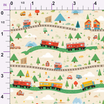 Choo Choo Village Pattern 24 Minky Fabric