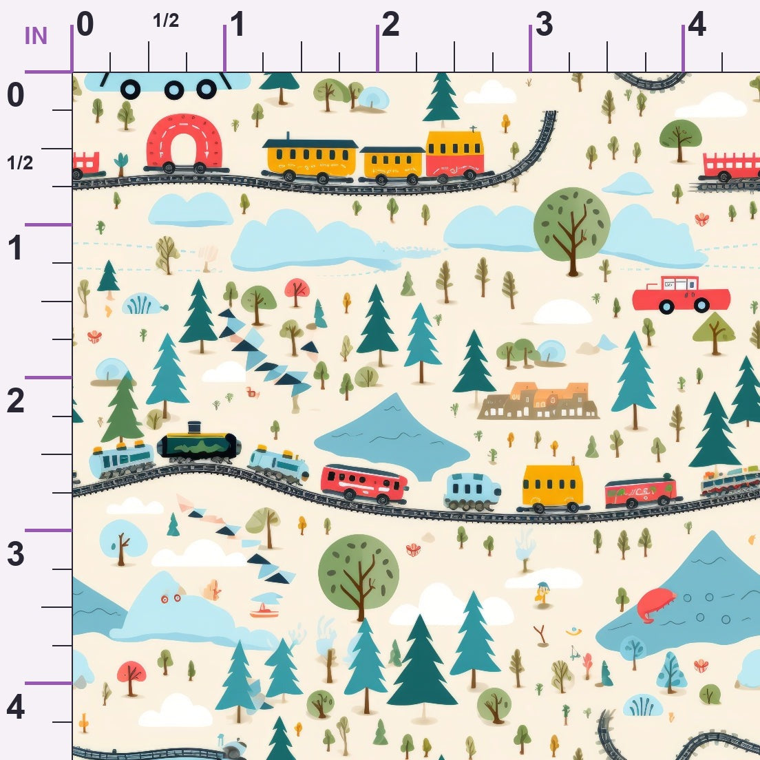 Choo Choo Village Pattern 25 Minky Fabric