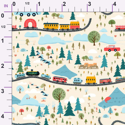 Choo Choo Village Pattern 25 Minky Fabric