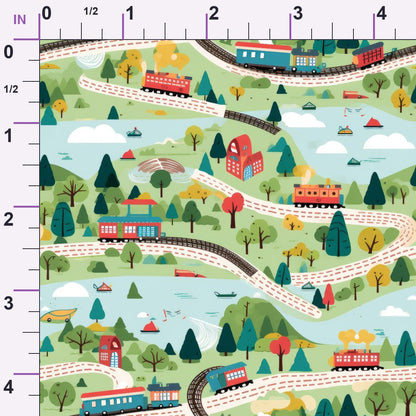 Choo Choo Village Pattern 26 Minky Fabric