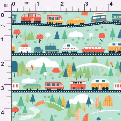 Choo Choo Village Pattern 27 Minky Fabric