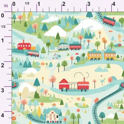 Choo Choo Village Pattern 28 Minky Fabric