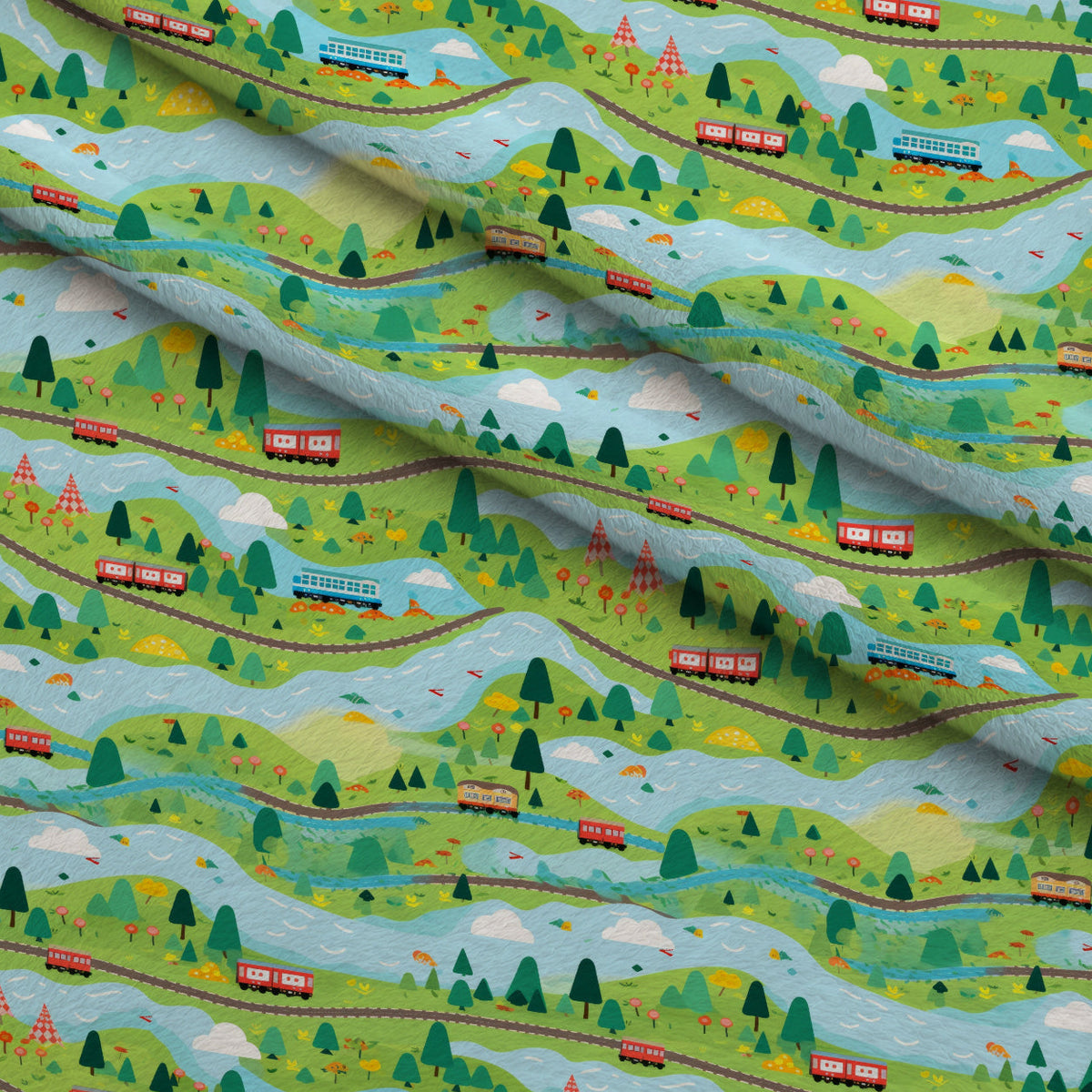Choo Choo Village Pattern 3 Minky Fabric