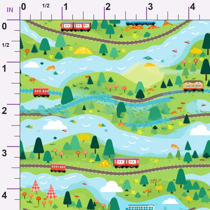Choo Choo Village Pattern 3 Minky Fabric