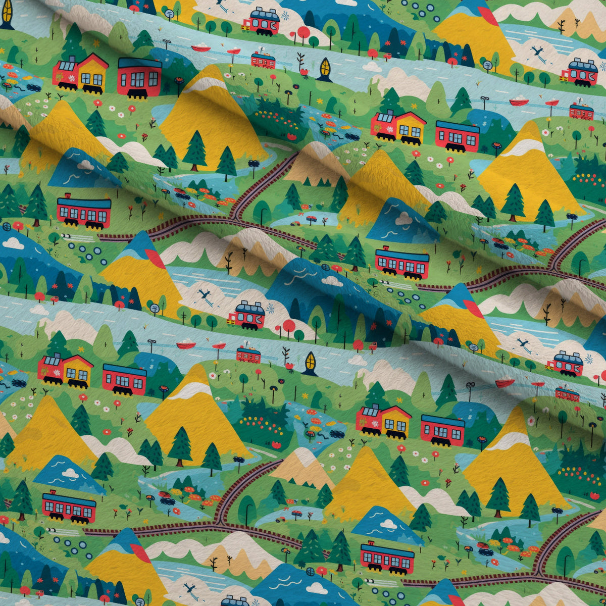Choo Choo Village Pattern 5 Minky Fabric