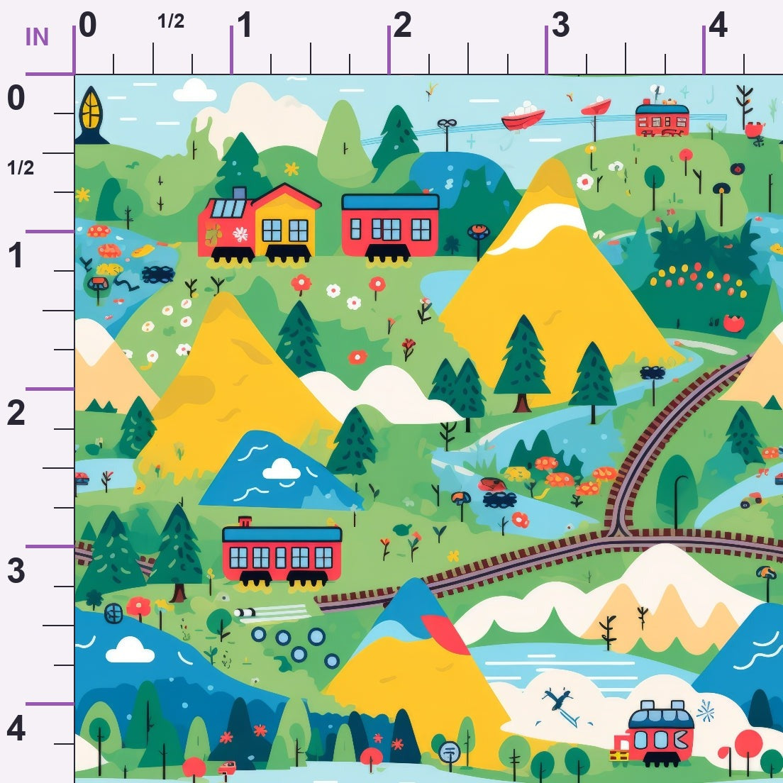 Choo Choo Village Pattern 5 Minky Fabric