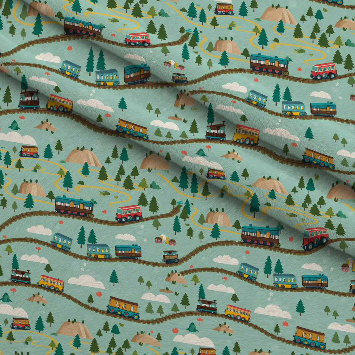 Choo Choo Village Pattern 6 Minky Fabric