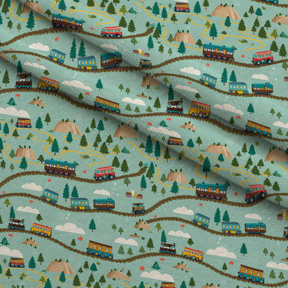 Choo Choo Village Pattern 6 Minky Fabric