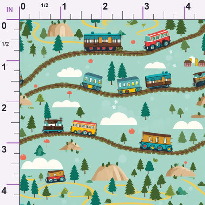 Choo Choo Village Pattern 6 Minky Fabric