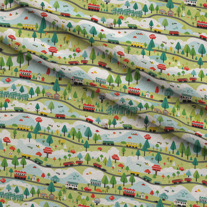 Choo Choo Village Pattern 7 Minky Fabric