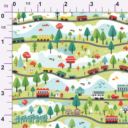 Choo Choo Village Pattern 7 Minky Fabric