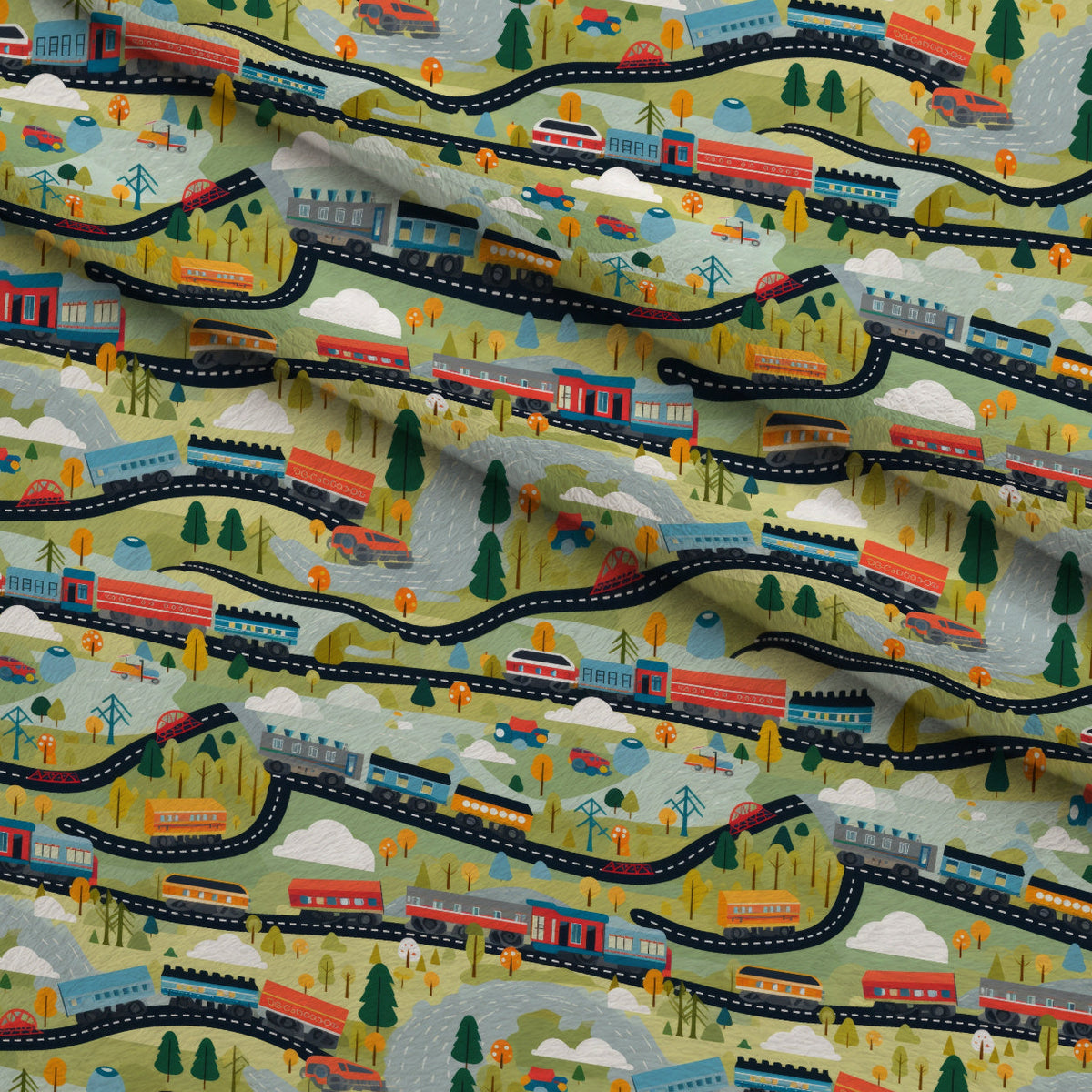Choo Choo Village Pattern 8 Minky Fabric