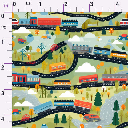 Choo Choo Village Pattern 8 Minky Fabric