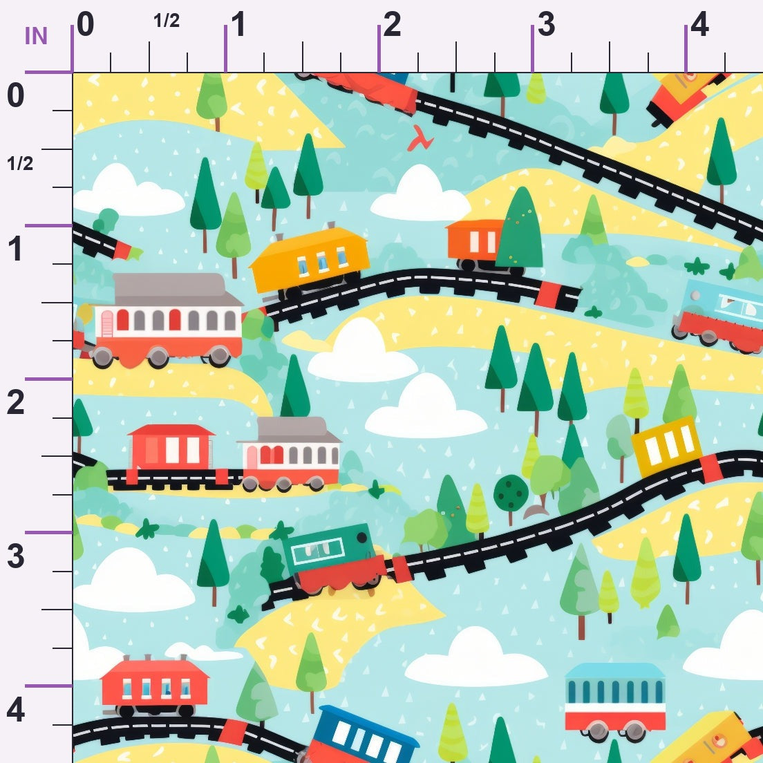 Choo Choo Village Pattern 9 Minky Fabric
