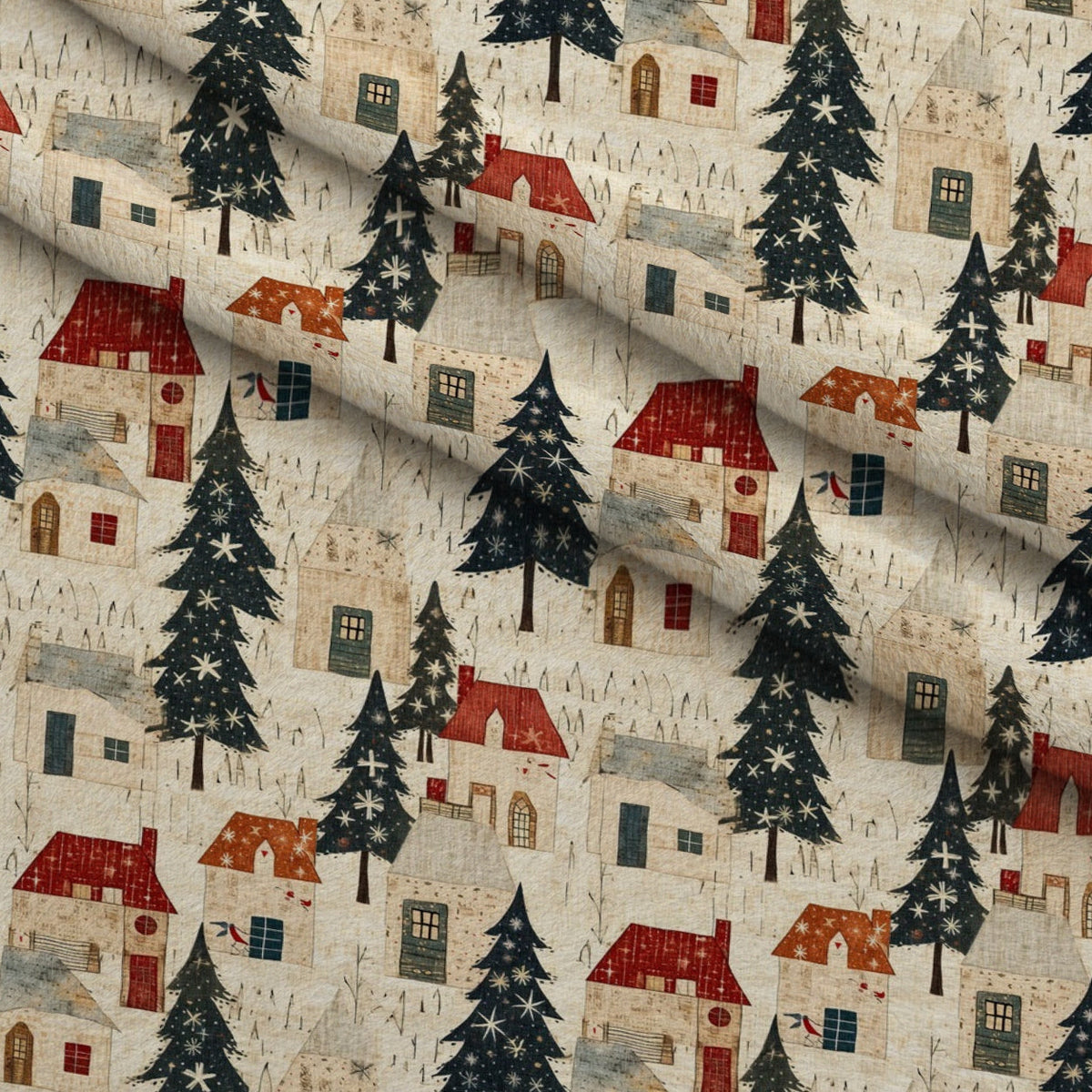 Christmas Village Minky Fabric