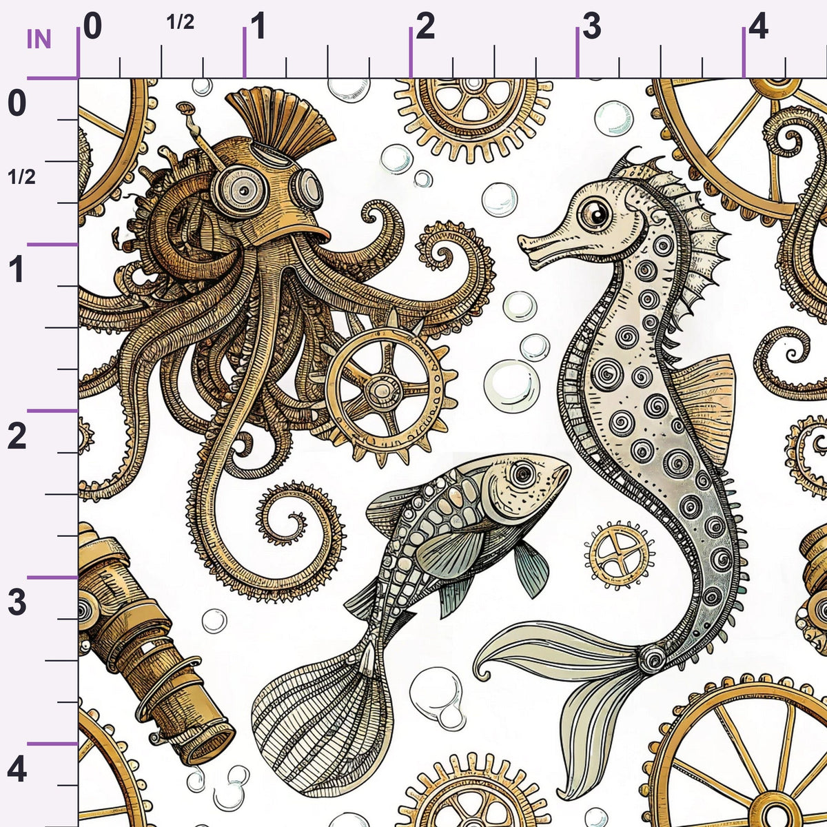Clockwork Tides Pattern 3 Minky Fabric