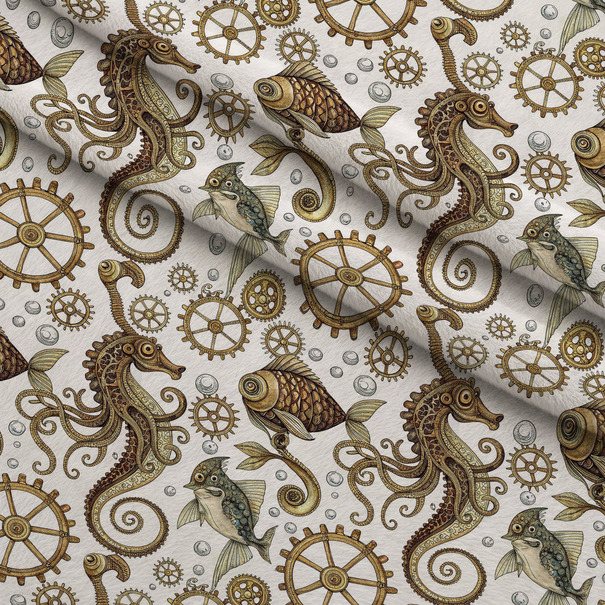 Clockwork Tides Pattern 4 Minky Fabric