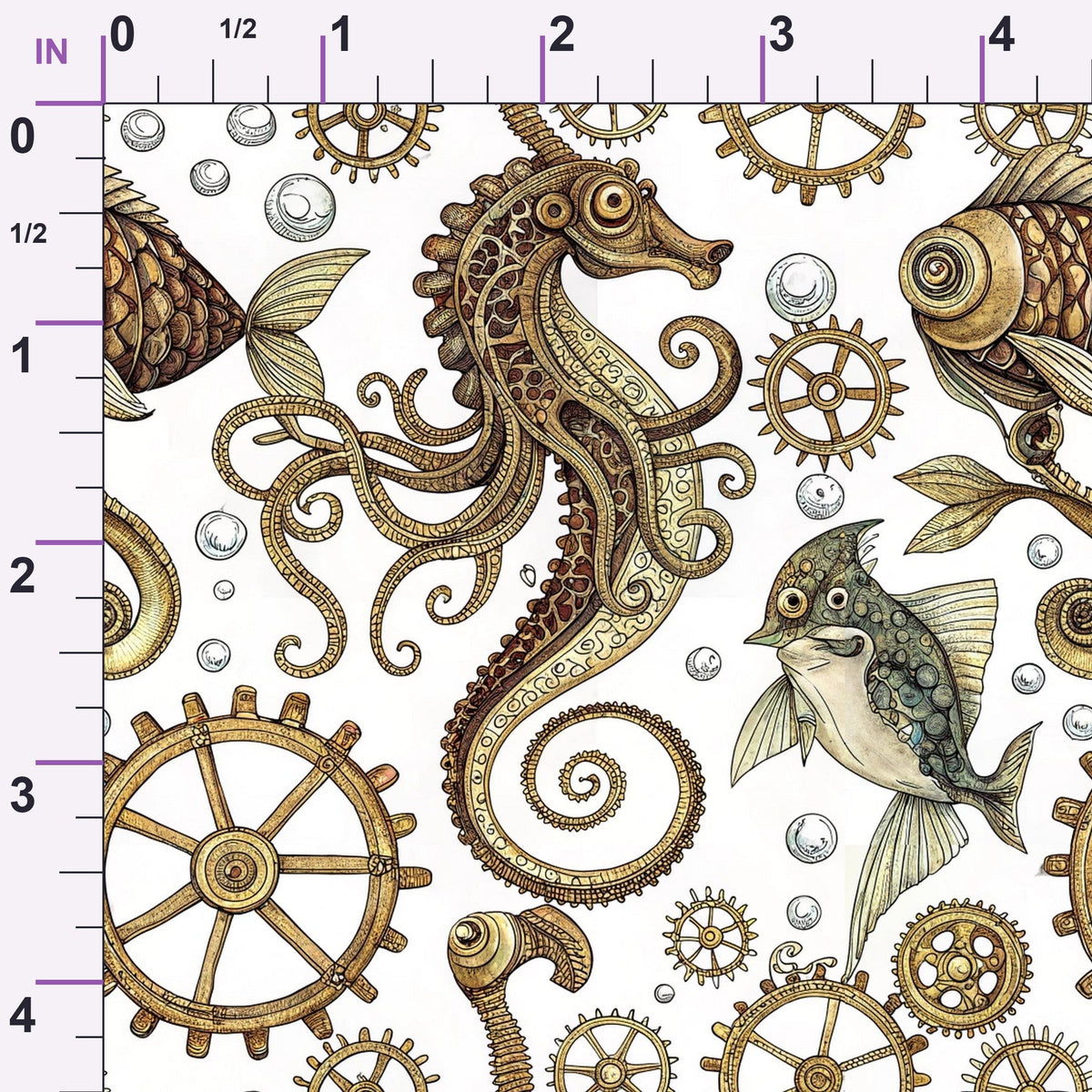 Clockwork Tides Pattern 4 Minky Fabric