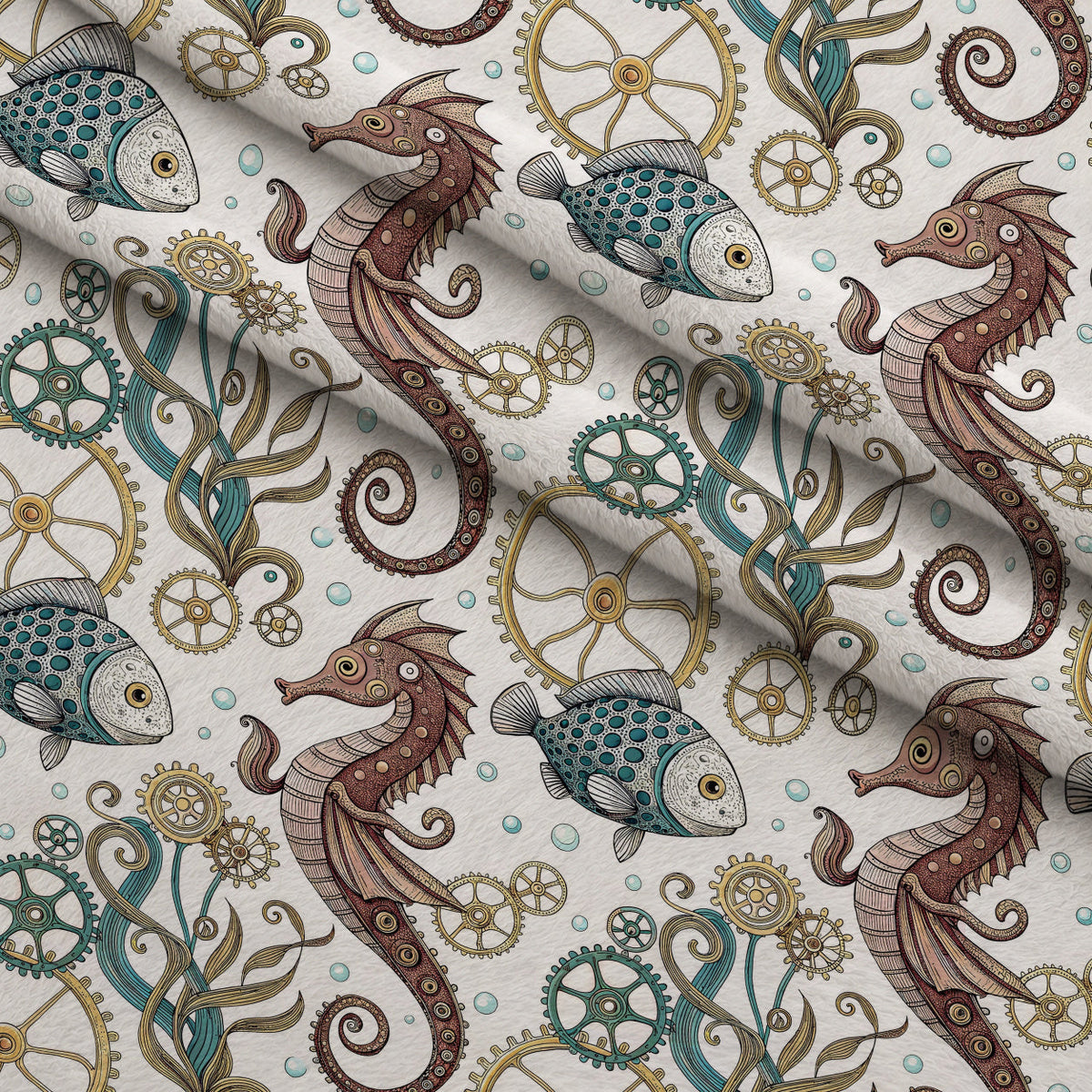 Clockwork Tides Pattern 5 Minky Fabric