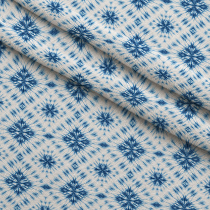 Cobalt Batik Blooms Pattern 1 Minky Fabric