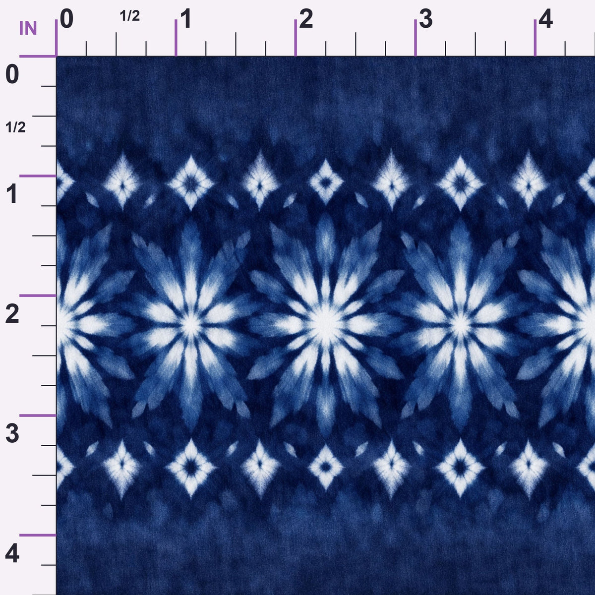 Cobalt Batik Blooms Pattern 12 Minky Fabric