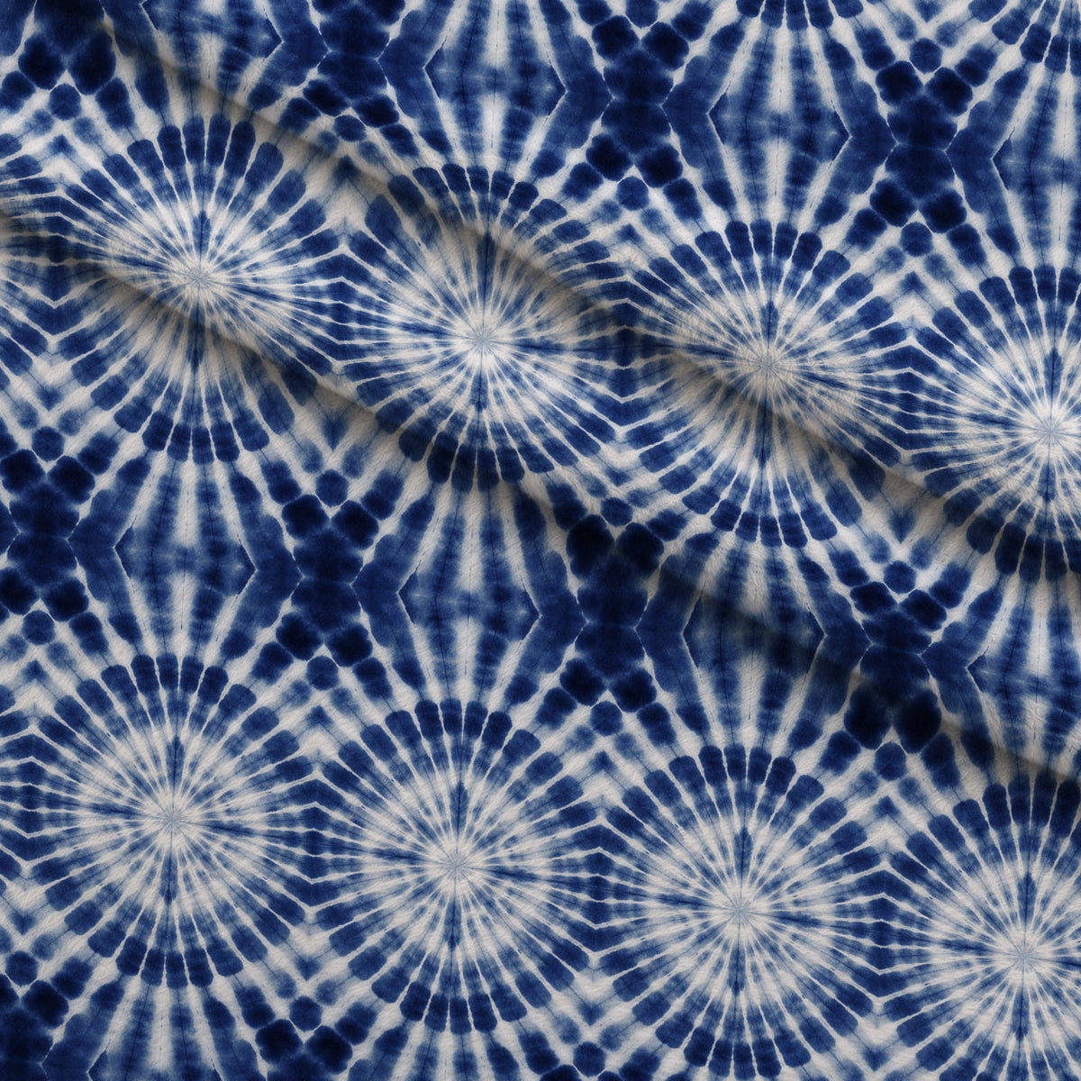 Cobalt Batik Blooms Pattern 14 Minky Fabric