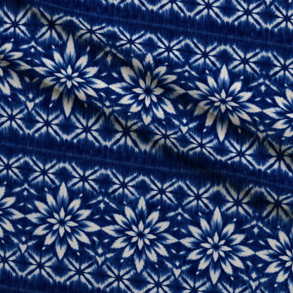 Cobalt Batik Blooms Pattern 15 Minky Fabric
