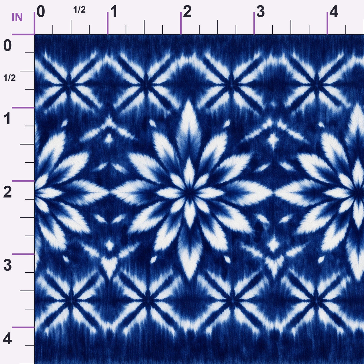 Cobalt Batik Blooms Pattern 15 Minky Fabric